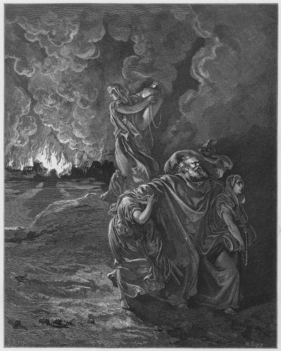 The flight of Lot by Gustave Dore